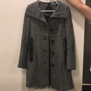 Mackage tweed winter coat with leather trim